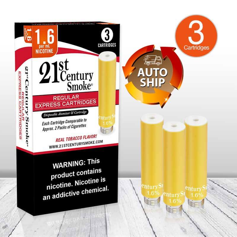 3 Pack Regular E-Cig Refill Cartridges 1.6% Nicotine Auto-Ship