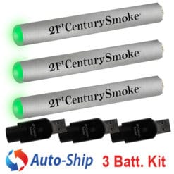 21st Century Smoke Rechargeable Universal E-Cig Battery Kit 3 Pack Auto-Ship