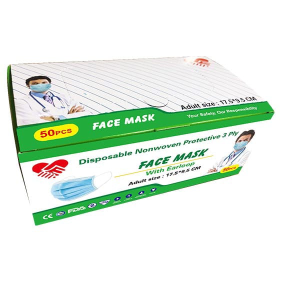 Disposable 3-Ply Protective Face Masks - 50 Ct - 21st Century Smoke