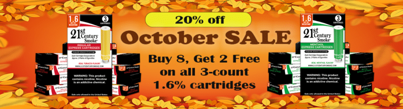 October Sale Buy 8, Get 2 Free 1.6% cartridge refillls.