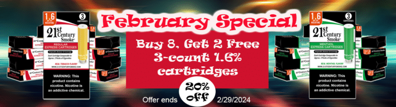 February Monthly Special Buy 8 Get 2 Free 3-count 1.6% refill cartridges