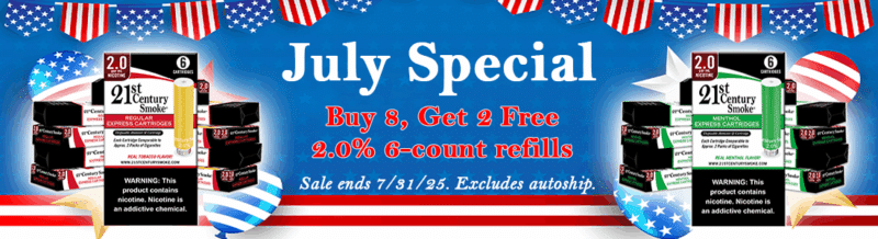 July Special Buy 8 Get 2 Free of the 2.0% 6-count refills.