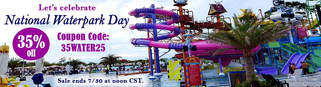 21st Waterpark Day Sale BANNER Celebrating National Waterpark Day with 35% off orders with Coupon Code 35water25.